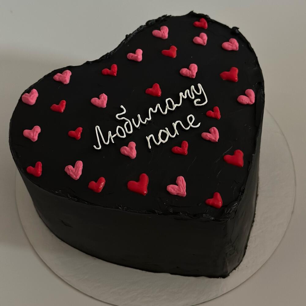 Бенто черный в виде сердца папе/мужу/парню/брату