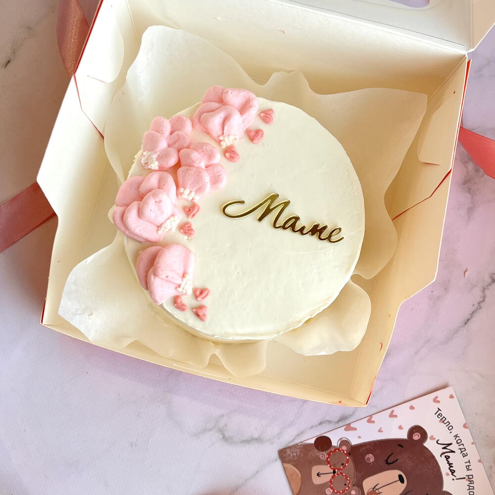 Бенто «маме» с кремовыми цветами для мамы/мамочки на День матери