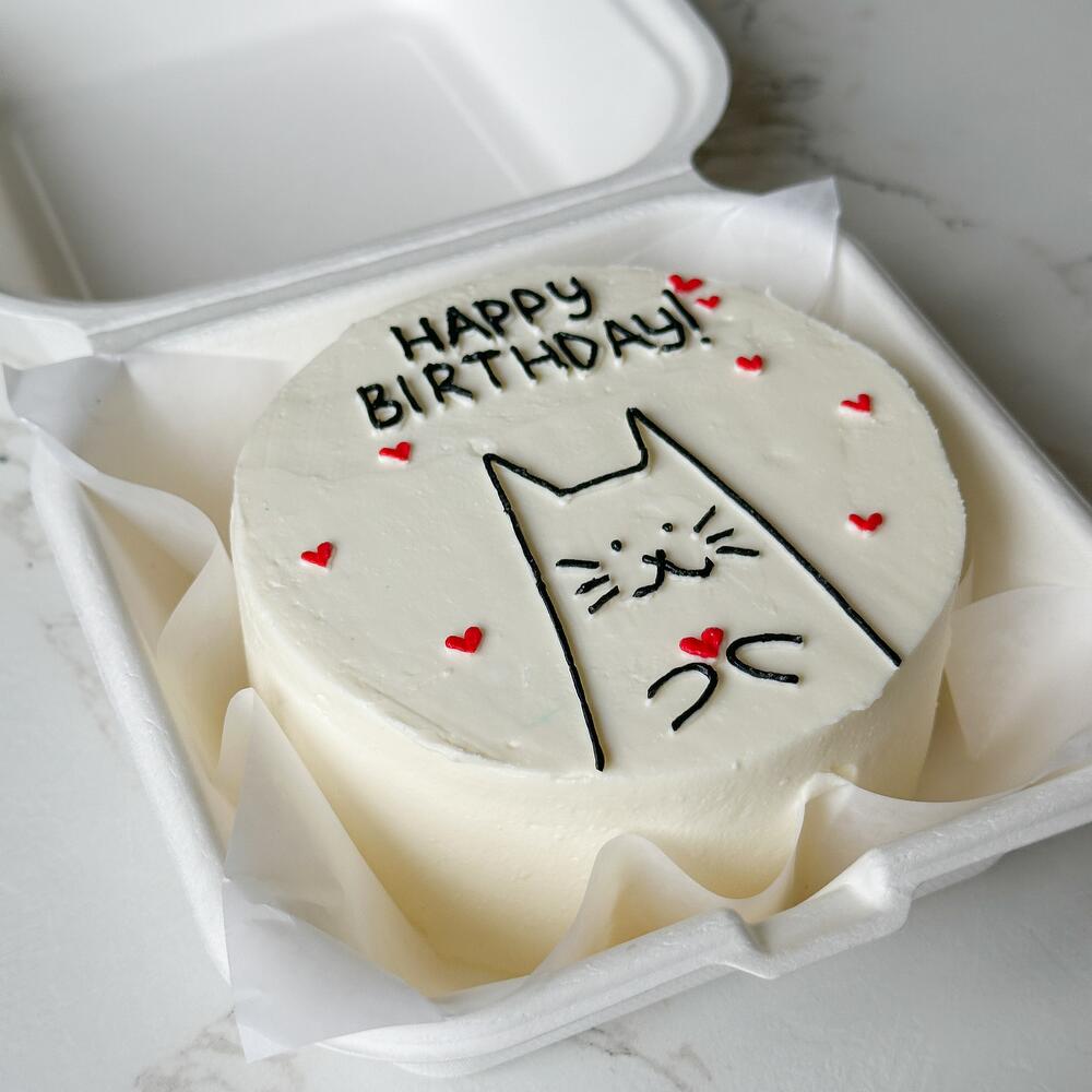 Бенто на день рождения Happy birthday с котиком и сердечками