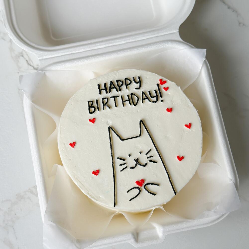Бенто на день рождения Happy birthday с котиком и сердечками