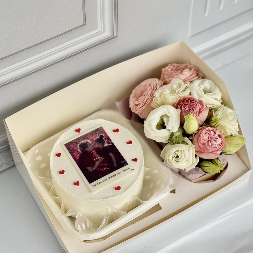 Бенто набор с фото и цветами любимой маме