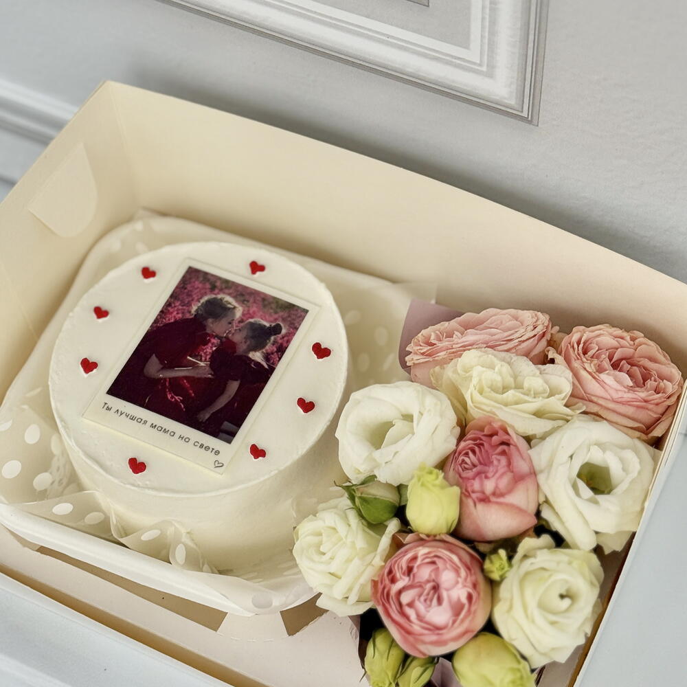 Бенто набор с фото и цветами любимой маме