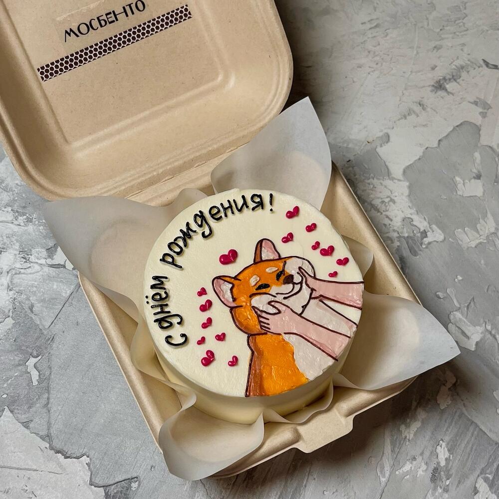 Бенто подарок для друга/бенто для подруги/ бенто с собакой/ бенто с акитой