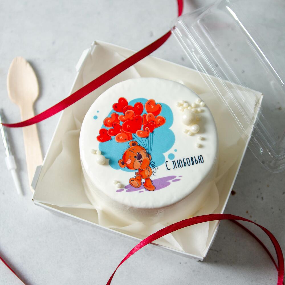 Бенто с мишкой и воздушными шариками «С любовью»