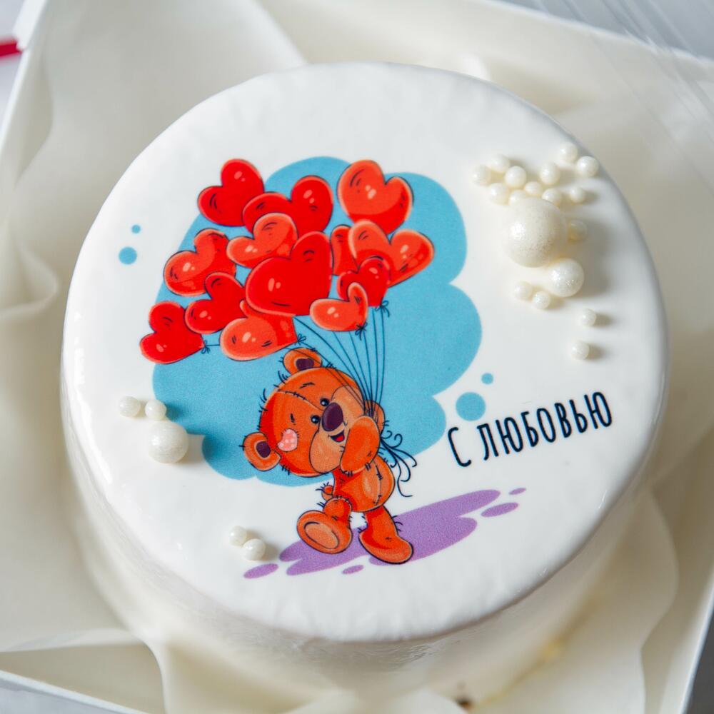 Бенто с мишкой и воздушными шариками «С любовью»