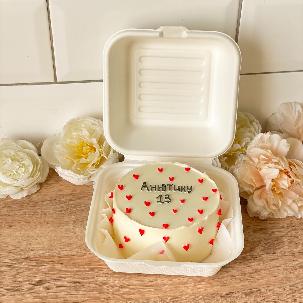 Бенто с сердечками и Вашей надписью