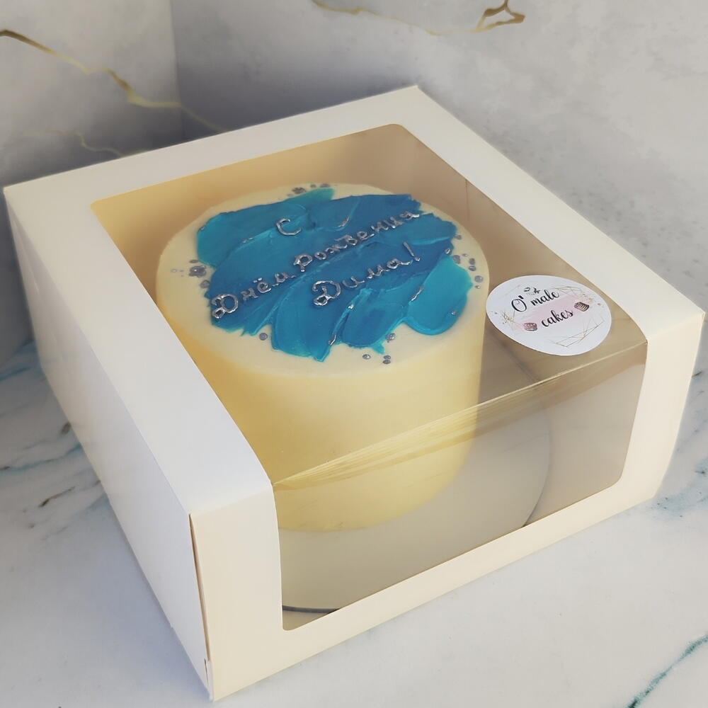 Бенто торт 1 кг с акварельными мазками с вашей надписью