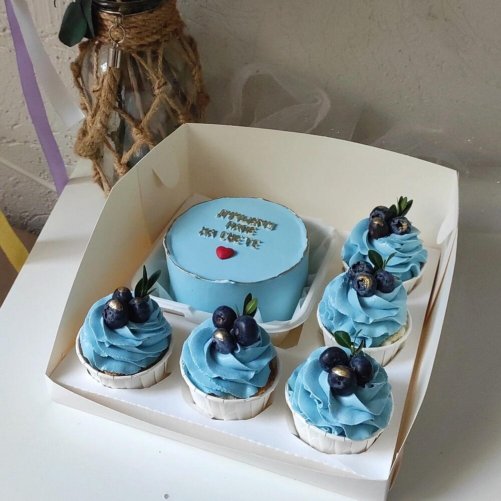 Бенто торт +5 капкейков "самому лучшему папе" на день рождения / день отца