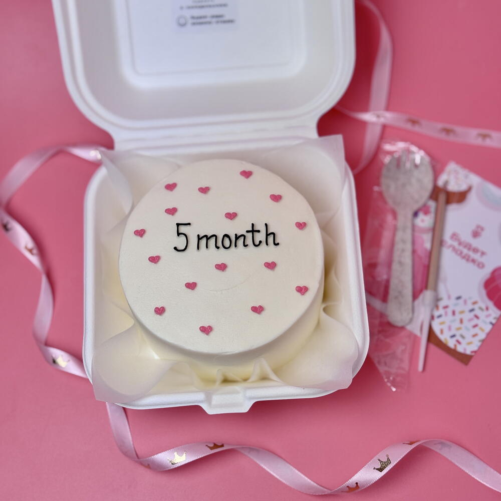 Бенто торт 5 месяцев с сердечками