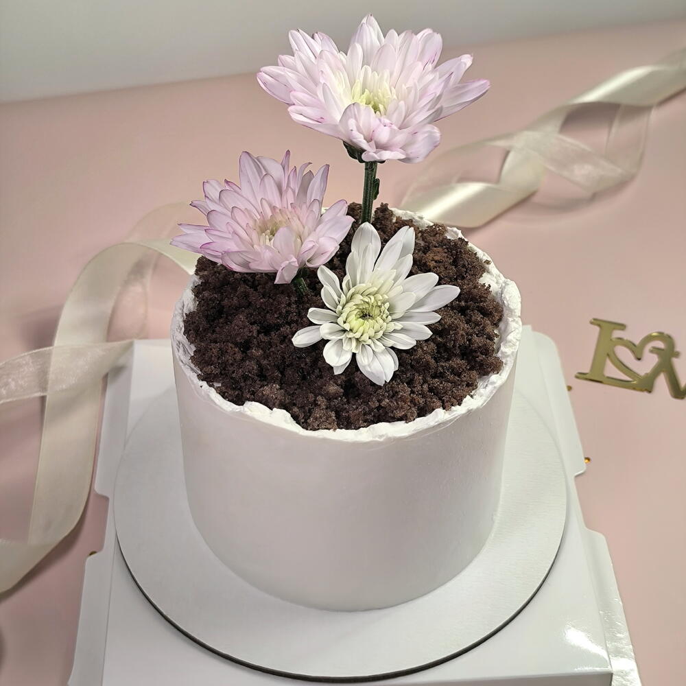Бенто торт (500гр) в виде горшочка с цветами на день мамы