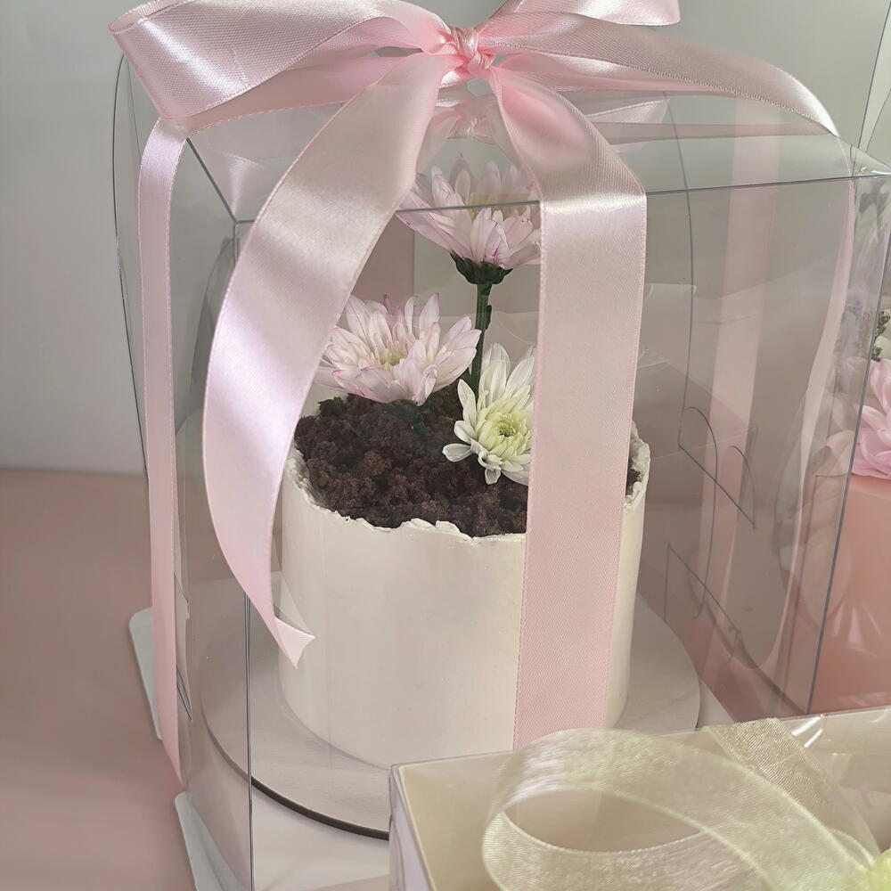 Бенто торт (500гр) в виде горшочка с цветами на день мамы