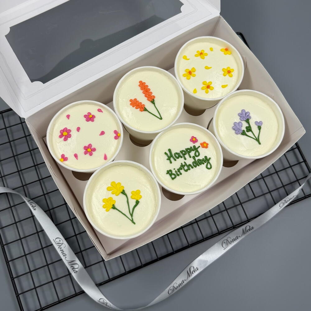 Бенто торт 6 шт в стаканах яркий