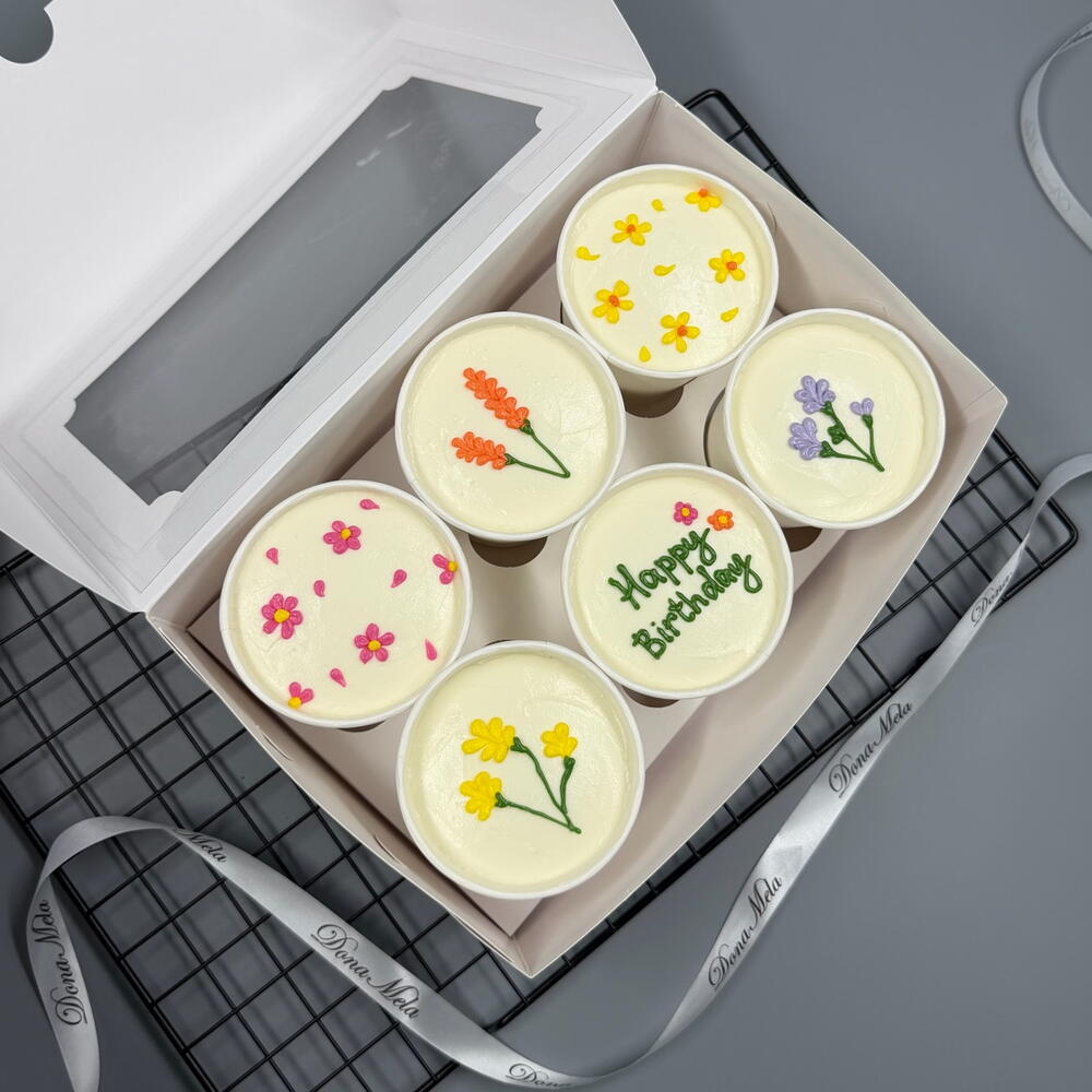 Бенто торт 6 шт в стаканах яркий