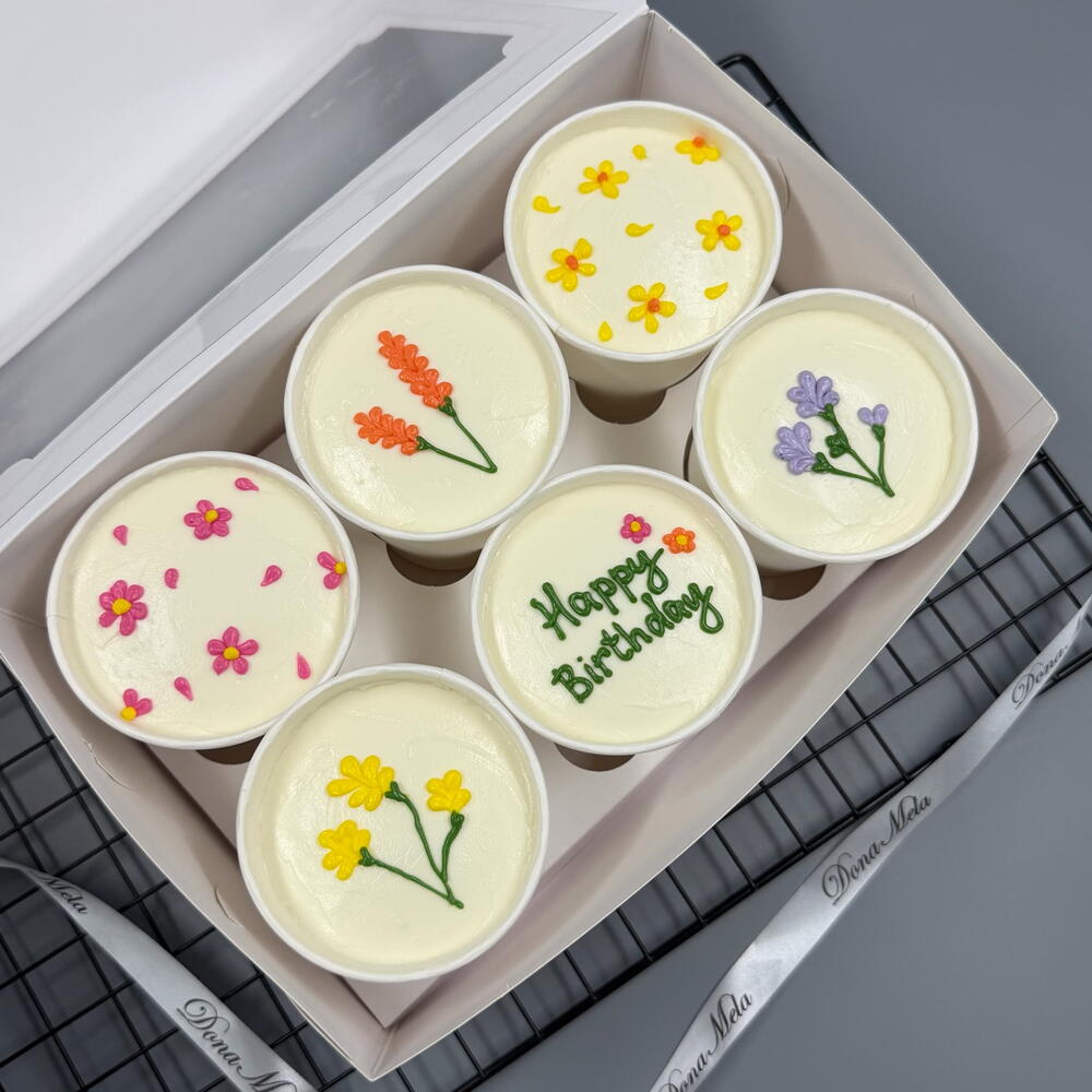 Бенто торт 6 шт в стаканах яркий