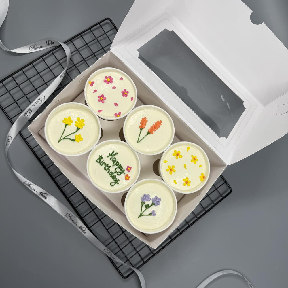 Бенто торт 6 шт в стаканах яркий