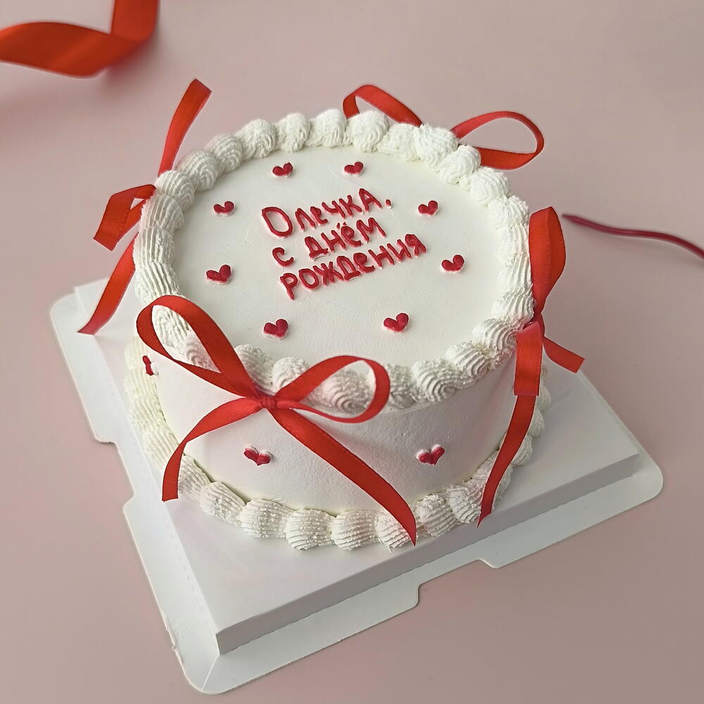 Бенто торт (650 гр) в стиле Ламбет , трендовый торт с рюшами, торт девушке на день рождения, торт с бантиками