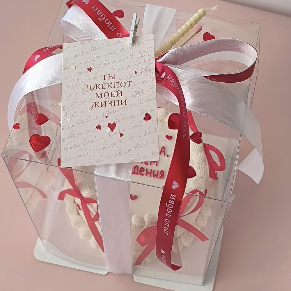 Бенто торт (650 гр) в стиле Ламбет , трендовый торт с рюшами, торт девушке на день рождения, торт с бантиками