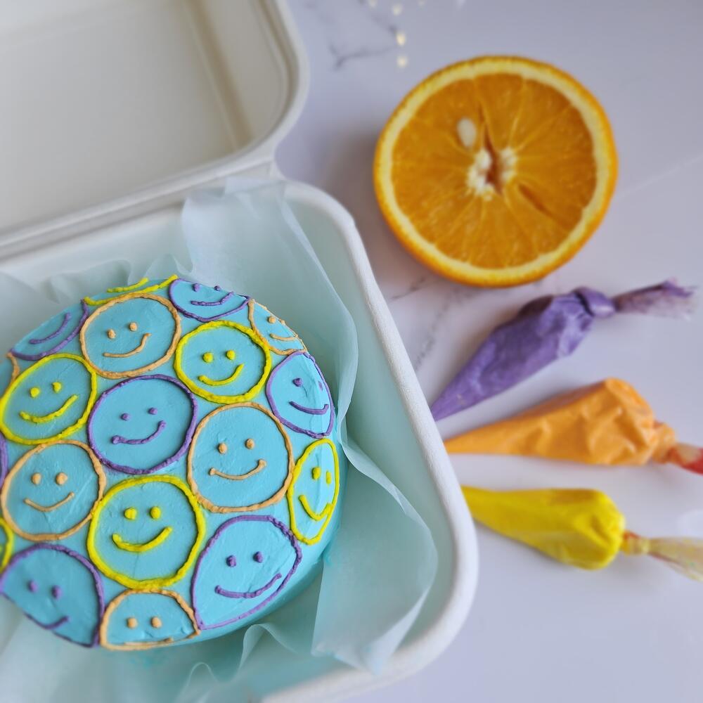 Бенто торт апельсин - ваниль без сахара