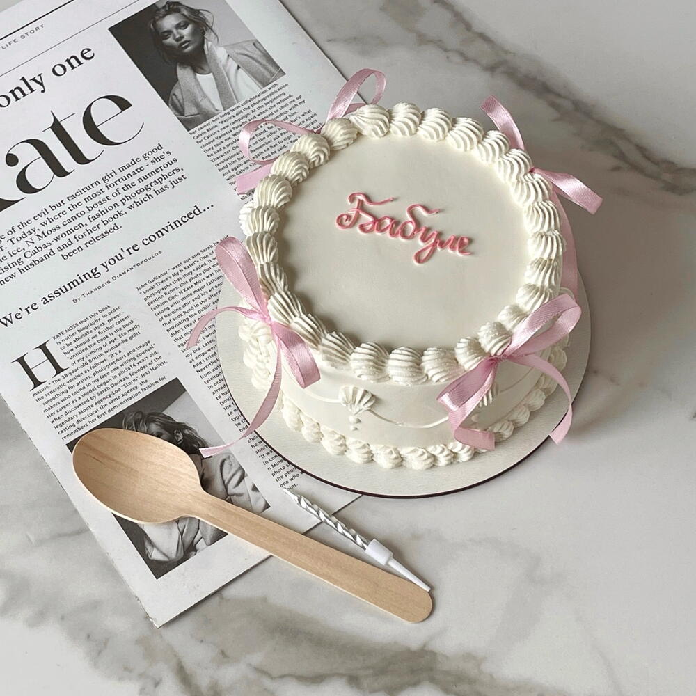 Бенто-торт бабушке в стиле Ламбет с бантиками