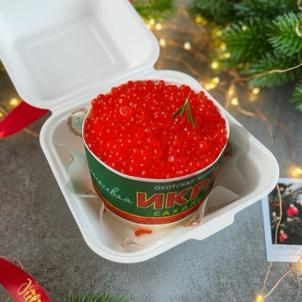 Бенто-торт «Баночка икры на Новый год»