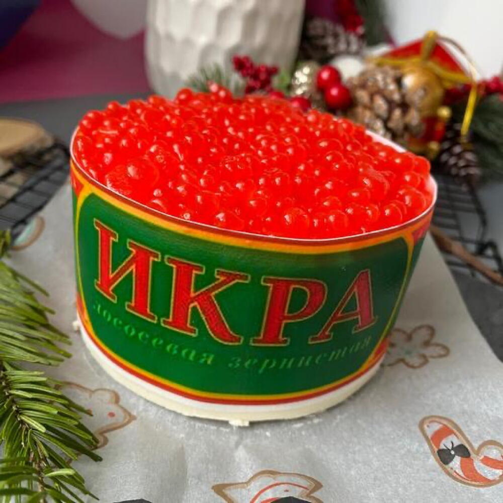 Бенто-торт «Баночка икры на Новый год»