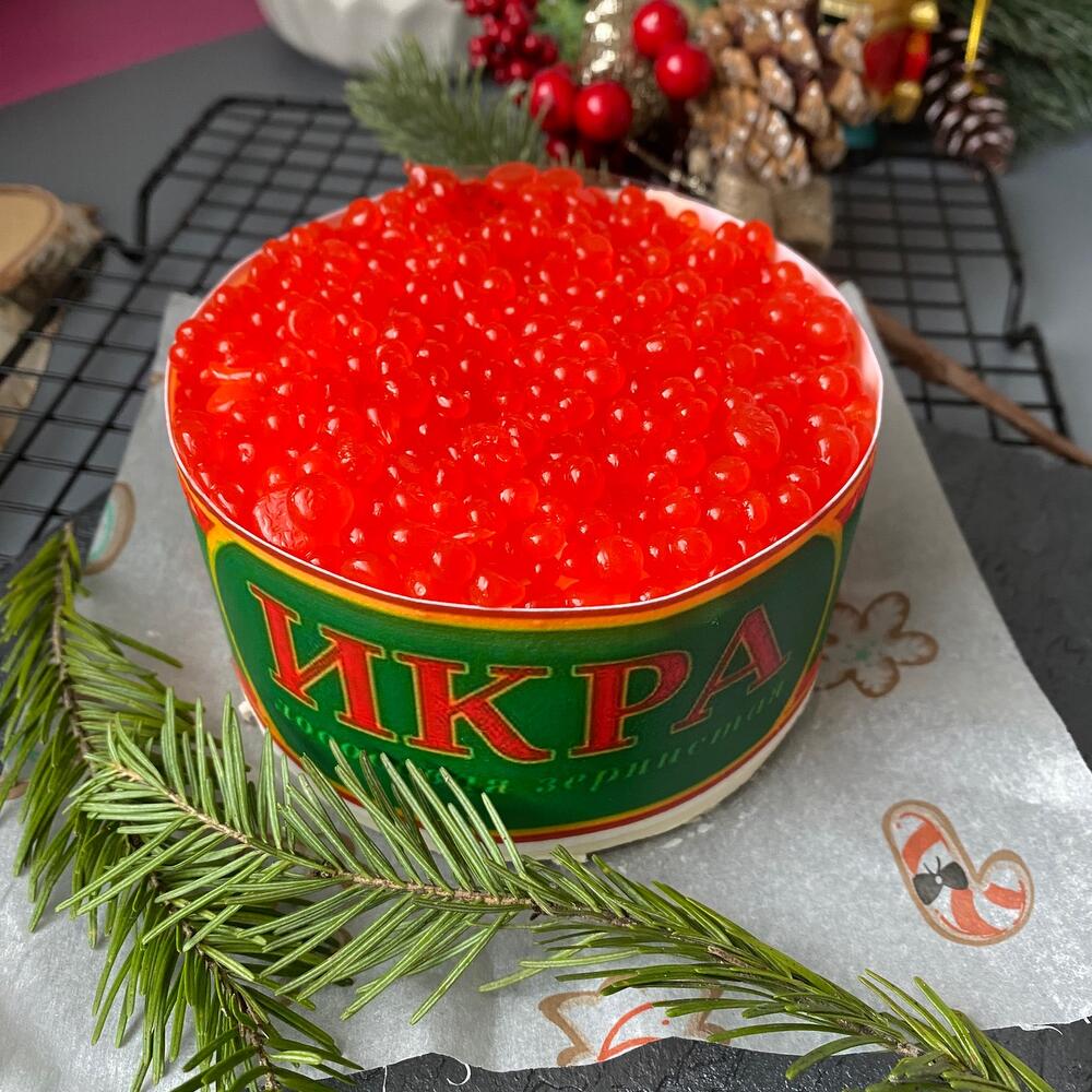 Бенто-торт «Баночка икры на Новый год»