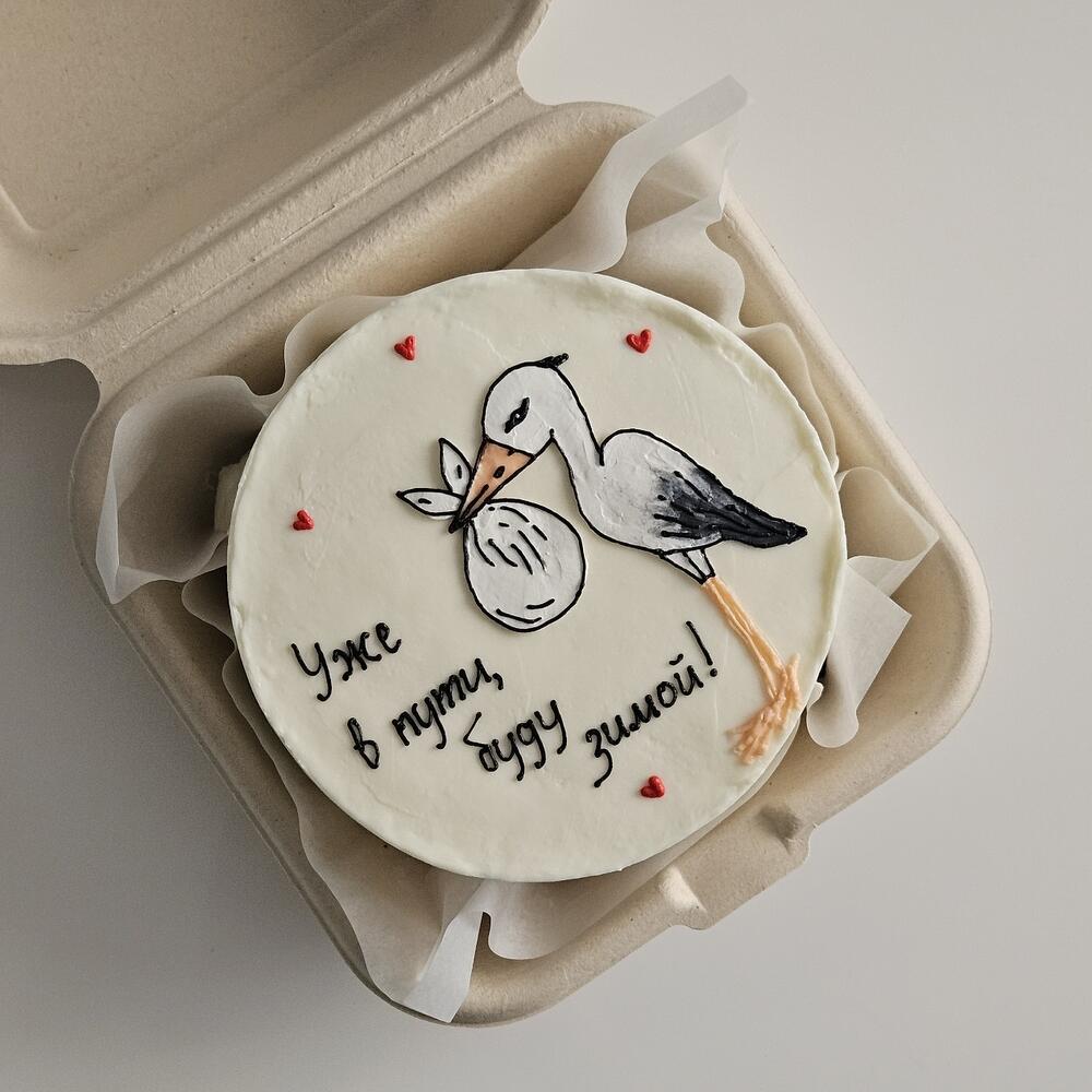 Бенто торт беременность уже в пути с аистом