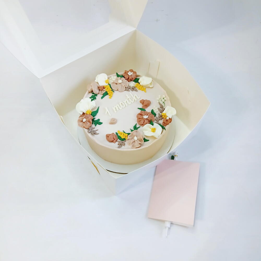 Бенто торт большой, детский, с цветами, 1 месяц