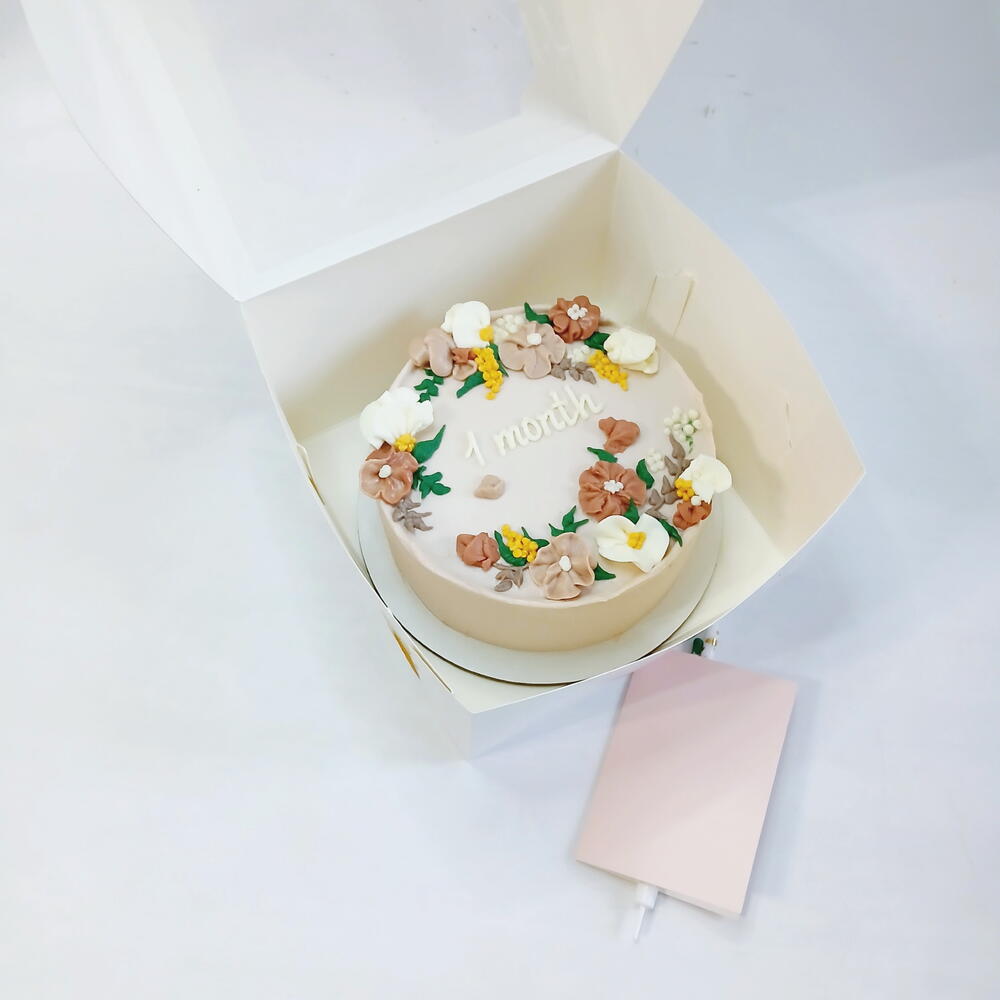 Бенто торт большой, детский, с цветами, 1 месяц