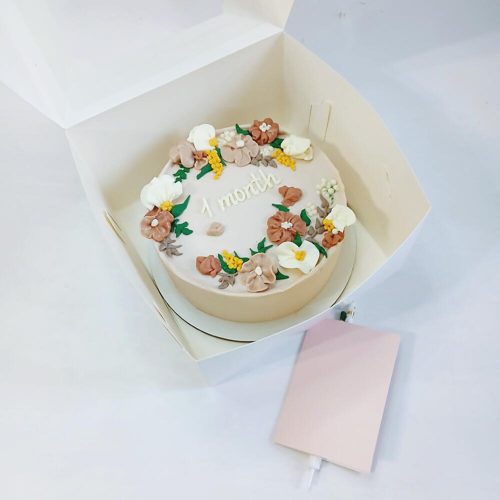 Бенто торт большой, детский, с цветами, 1 месяц