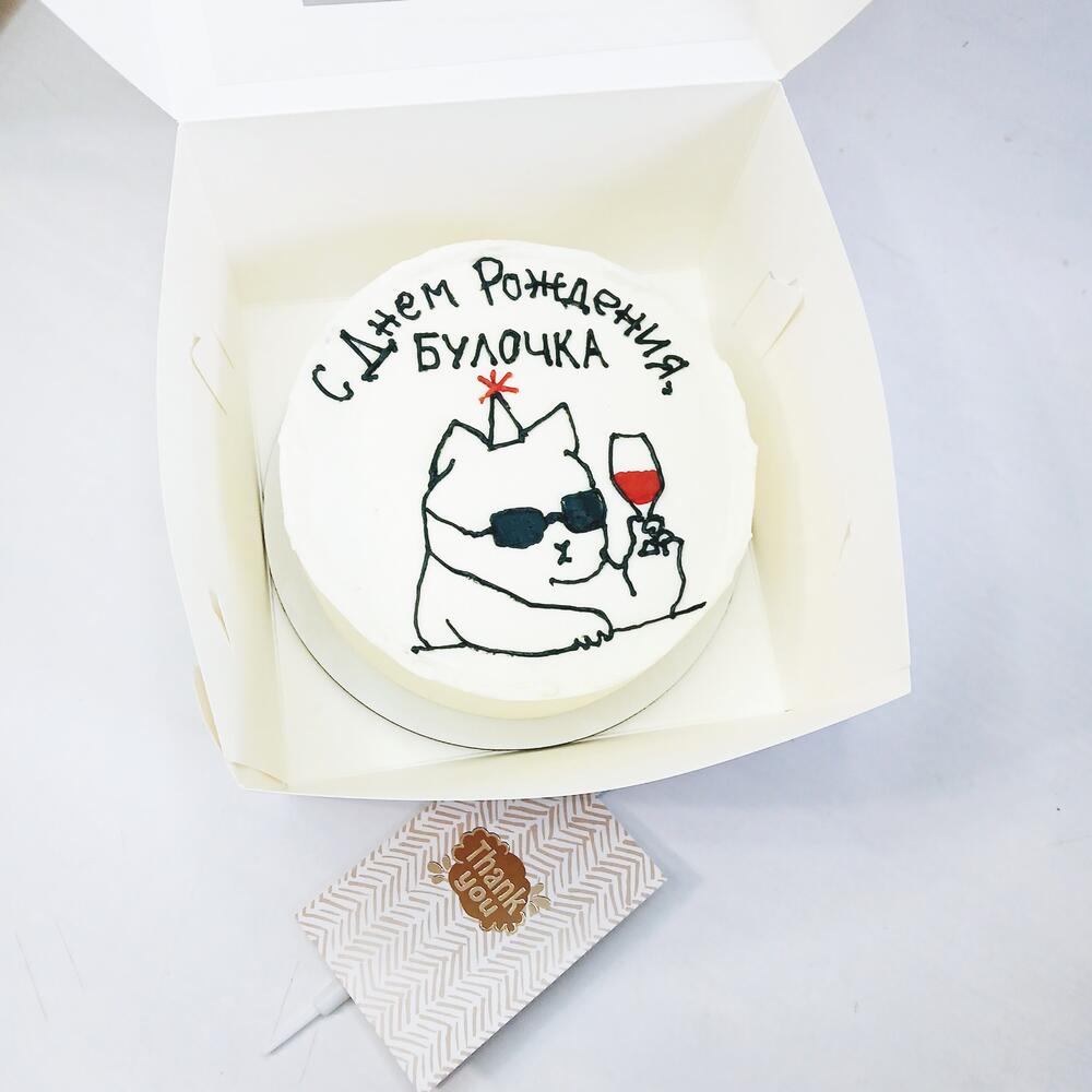 Бенто торт большой с котом, с днём рождения