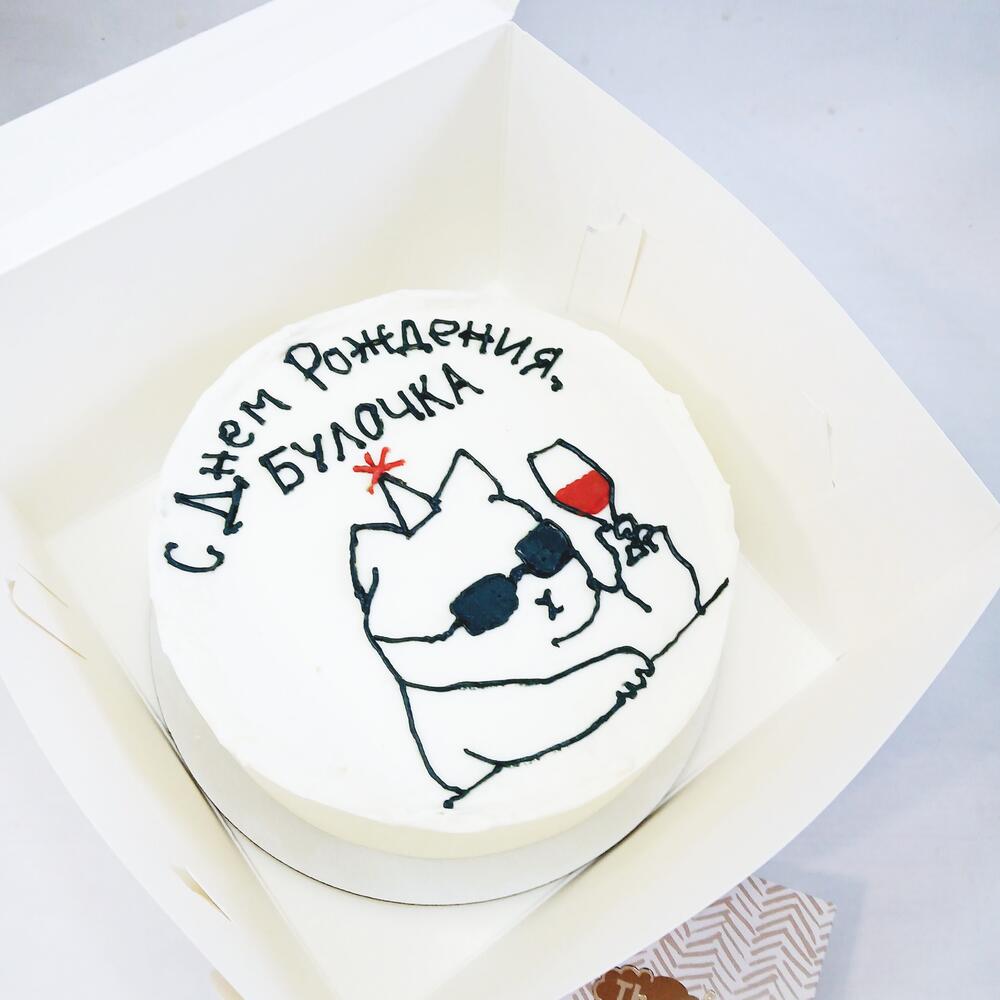 Бенто торт большой с котом, с днём рождения