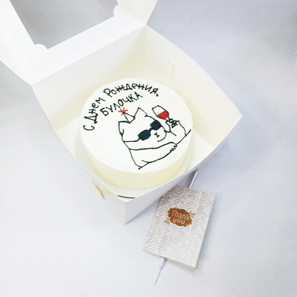 Бенто торт большой с котом, с днём рождения