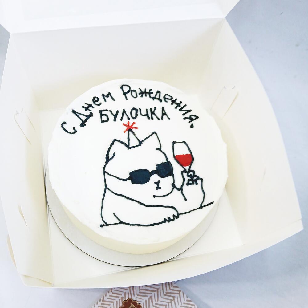 Бенто торт большой с котом, с днём рождения