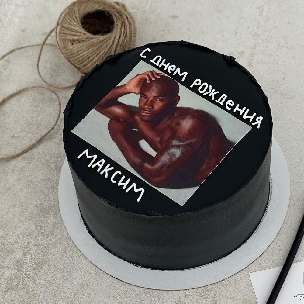 Бенто торт черный на день рождения парню мужу любимому брату другу с фотопечатью