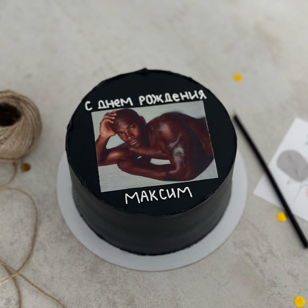Бенто торт черный на день рождения парню мужу любимому брату другу с фотопечатью