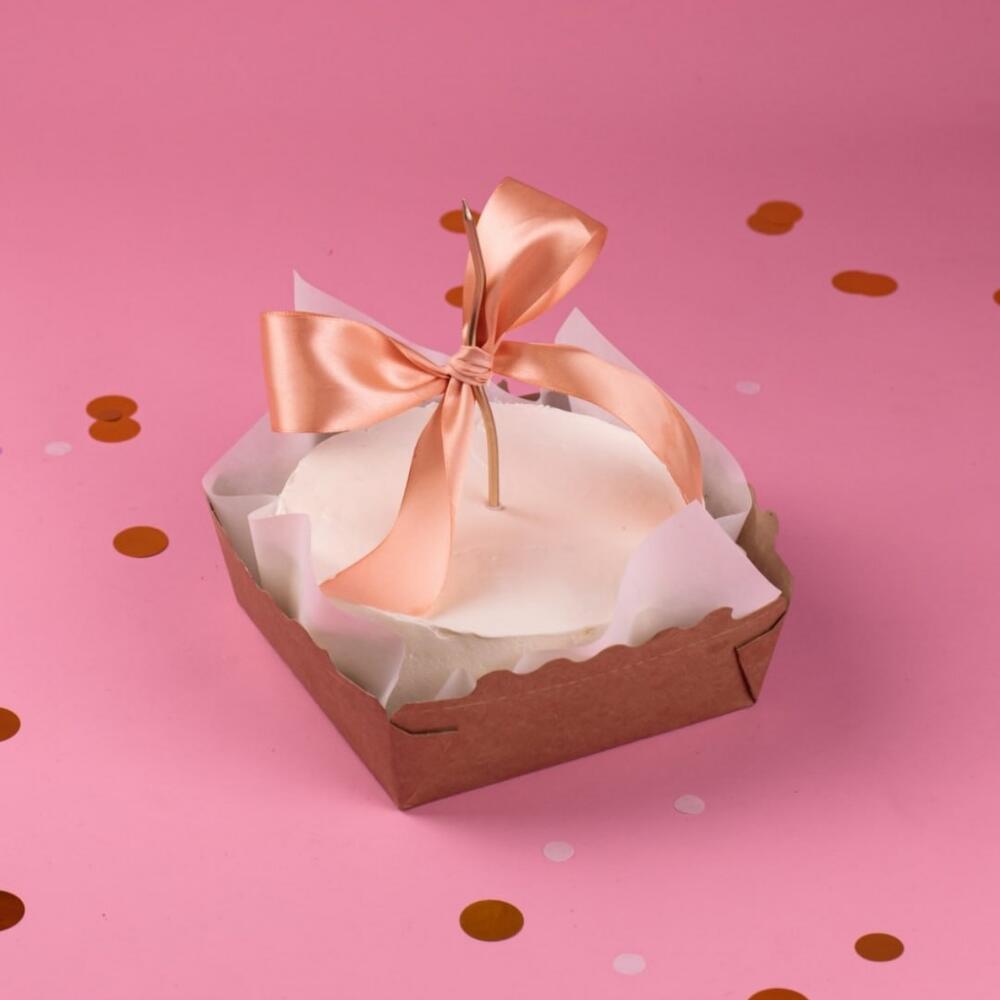 Бенто-торт Чистая простота со свечой розовый