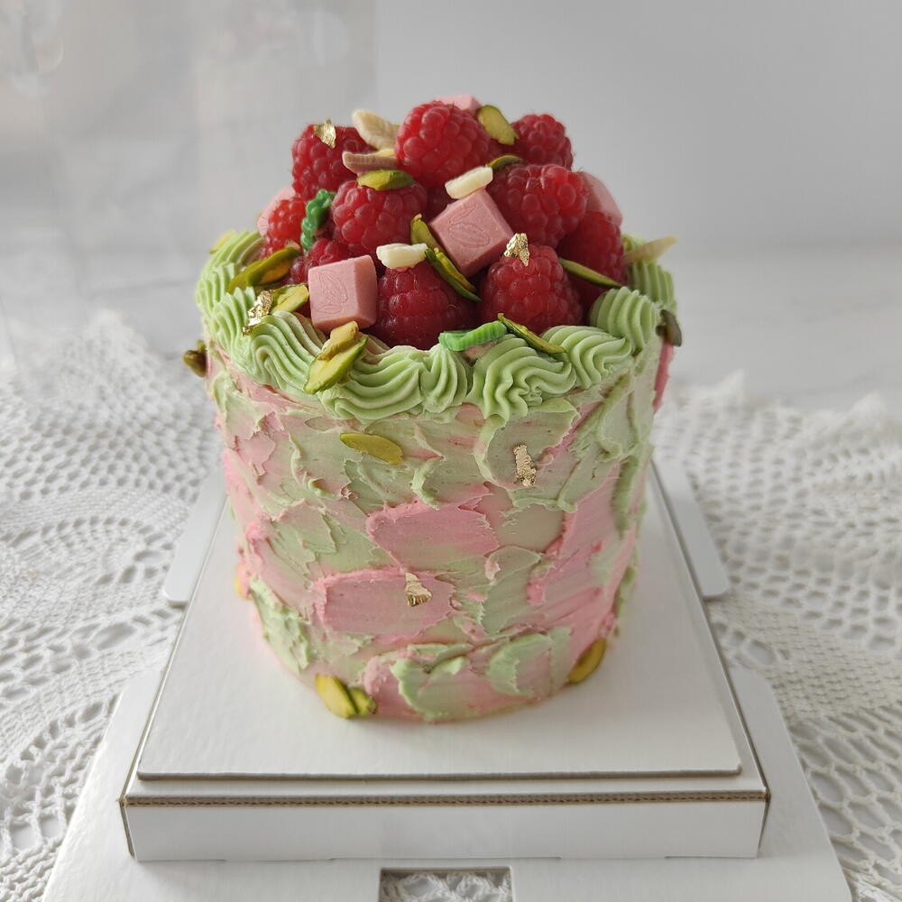 Бенто-торт Чизкейк Малина-Фисташка с ЖЕЛЕЙНОЙ ягодой