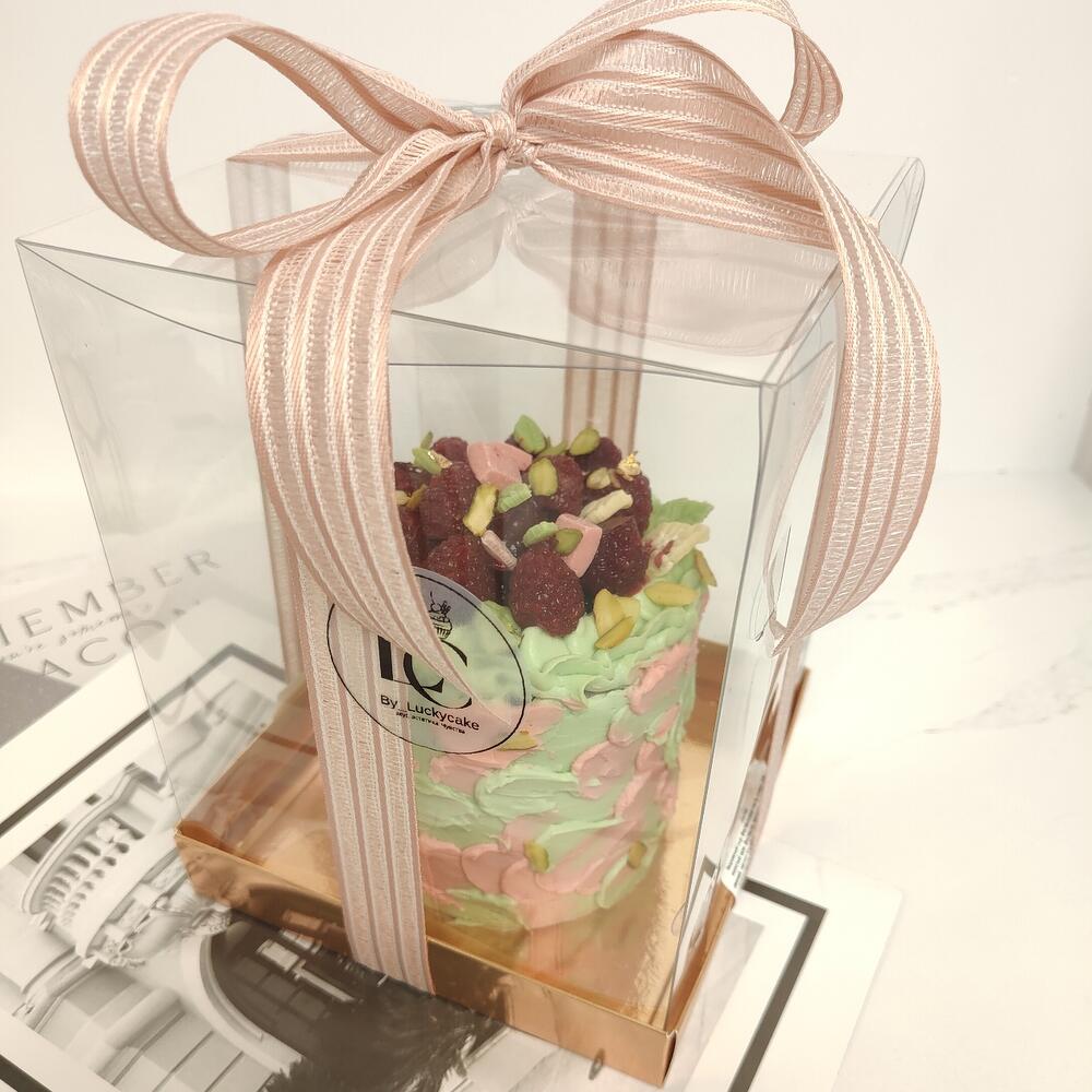 Бенто-торт Чизкейк Малина-Фисташка с ЖЕЛЕЙНОЙ ягодой