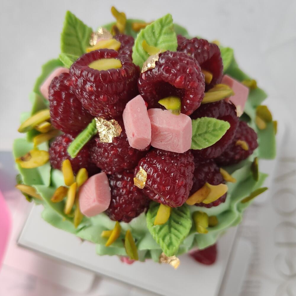 Бенто-торт Чизкейк Малина-Фисташка с ЖЕЛЕЙНОЙ ягодой