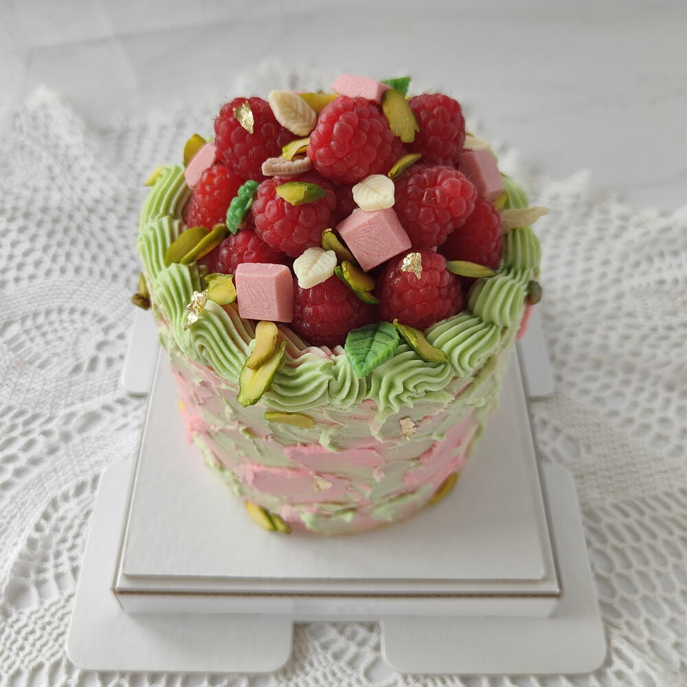 Бенто-торт Чизкейк Малина-Фисташка с ЖЕЛЕЙНОЙ ягодой