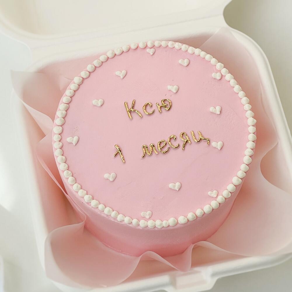 Бенто торт детский для девочки, розовый на день рождение, 1 месяц