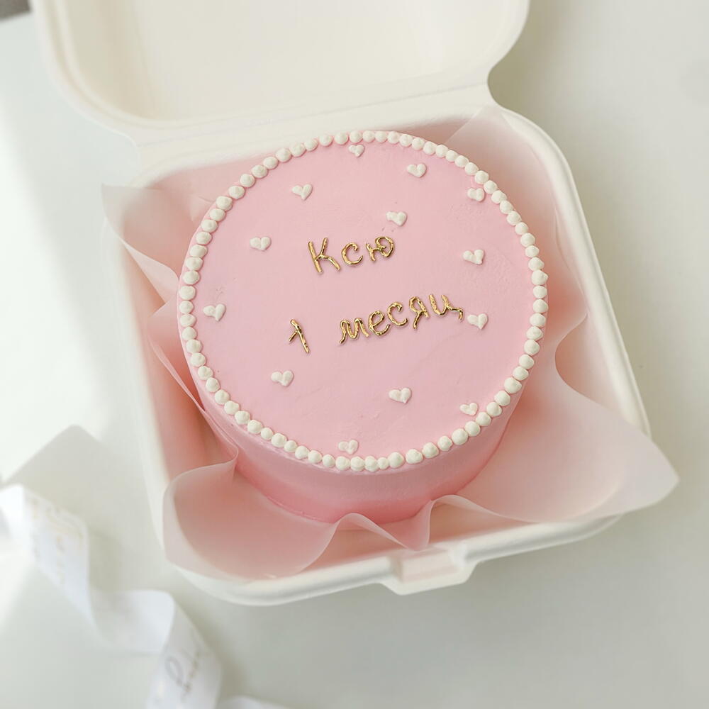 Бенто торт детский для девочки, розовый на день рождение, 1 месяц