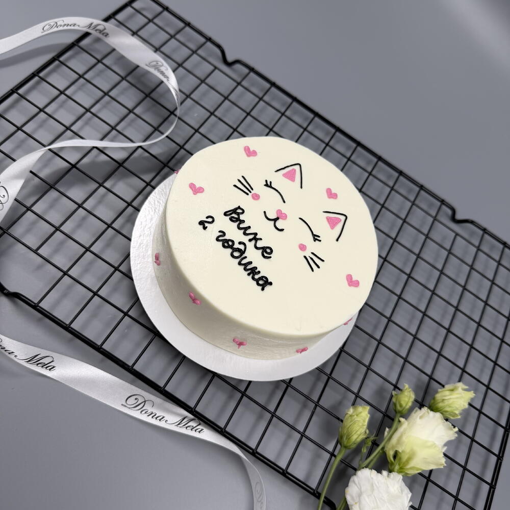 Бенто торт детский котик на 2 годика для девочки