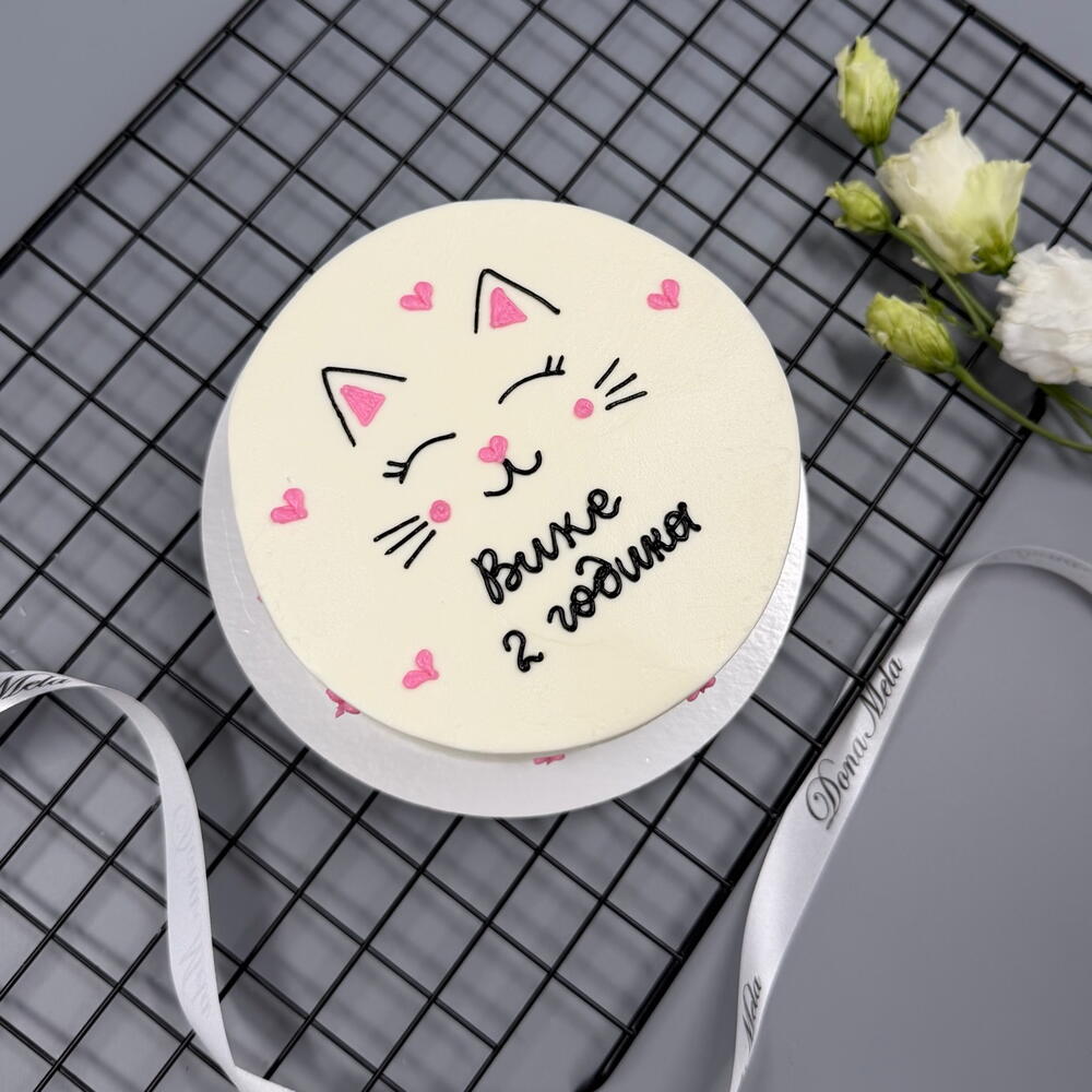 Бенто торт детский котик на 2 годика для девочки