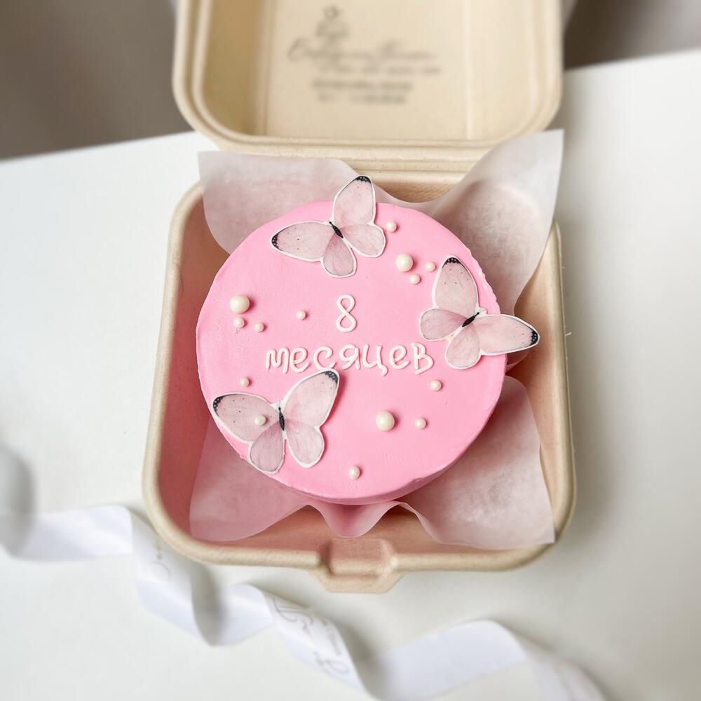 Бенто - торт детский «Месяца» для девочки, торт с бабочками, на день рождение, 1 месяц, 2 месяца, 3 месяца