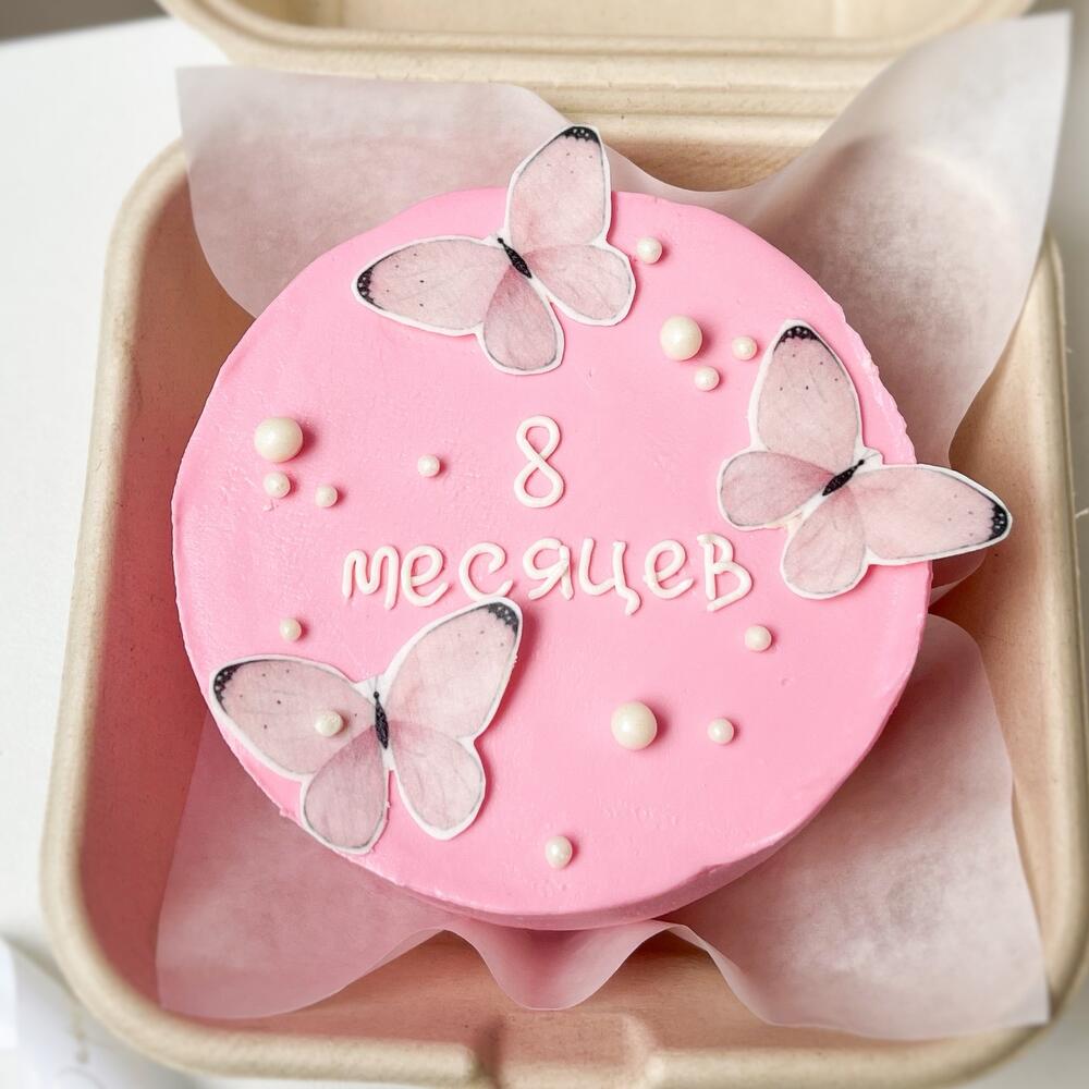Бенто - торт детский «Месяца» для девочки, торт с бабочками, на день рождение, 1 месяц, 2 месяца, 3 месяца