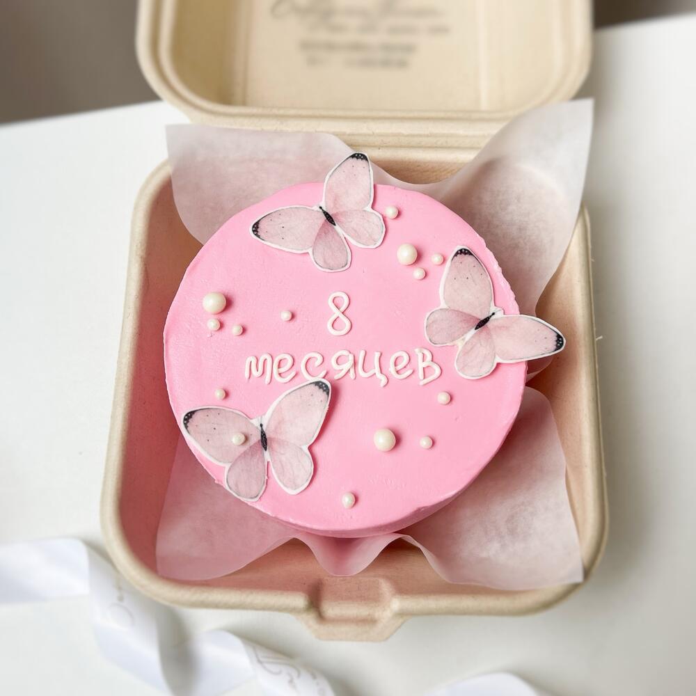Бенто - торт детский «Месяца» для девочки, торт с бабочками, на день рождение, 1 месяц, 2 месяца, 3 месяца