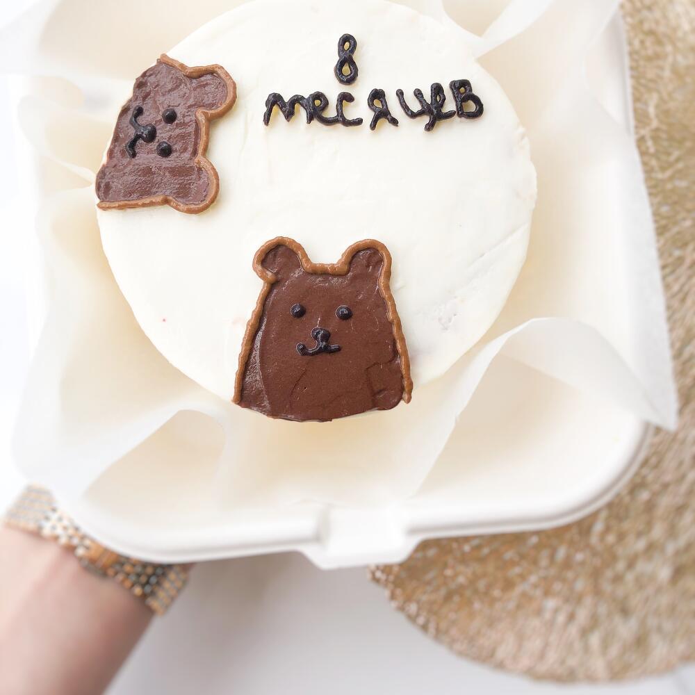 Бенто торт детский с мишками, торт для малыша, 8 месяцев, 2 месяца