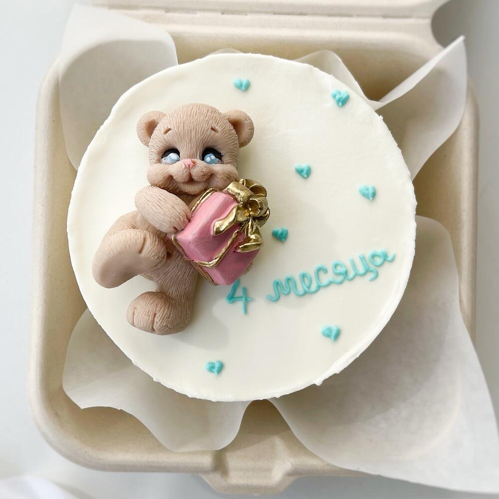 Бенто торт детский с мишкой для мальчика, для девочки, 4 месяца